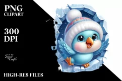 Cute Winter Baby Parrot PNG Product Image 2