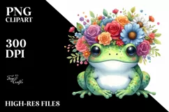 Colorful Frog with Flower Crown PNG Product Image 3
