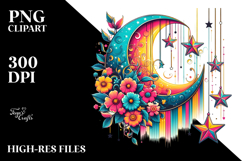 Vibrant Half Moon with Sunflowers PNG Product Image 2