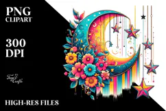 Vibrant Half Moon with Sunflowers PNG Product Image 2