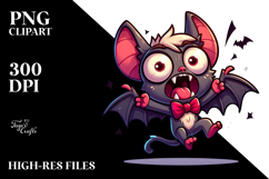 Cartoon Bat with Bowtie and Cross-Eyed Despair, PNG Product Image 2