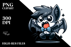 Cartoon Bat with Bowtie and Cross-Eyed Despair, PNG Product Image 2