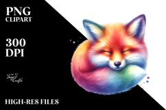 Sleeping Fox Pastel Watercolor Clipart Product Image 2