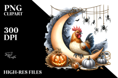 Chicken Dressed for Halloween on Half Moon PNG Product Image 2