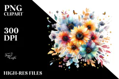 Abstract Colorful Sunflower PNG Product Image 2