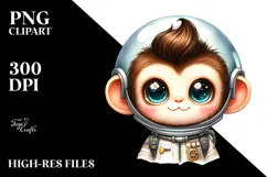 Astronaut Baby Monkey with Cool Haircut PNG Product Image 2