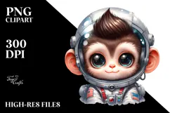 Energetic Baby Monkey with Cool Haircut, Premium PNG Product Image 2