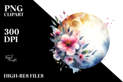 Vibrant Abstract Moon Flowers Clipart Product Image 2