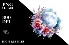 Vibrant Abstract Moon Flowers Clipart Product Image 2