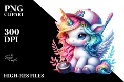 Colorful Baby Unicorn with Puck, PNG Product Image 3