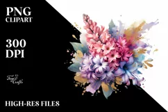 Abstract Bouquet with Hyacinth in Gold Foil Clipart Product Image 3