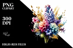 Abstract Bouquet with Hyacinth in Gold Foil Clipart Product Image 3