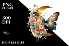 Watercolor Butterfly with Gold Foil PNG Product Image 2