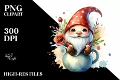 Cute Smiling Gnome in Vase | Sublimation Clipart Product Image 3