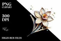 Pastel Wooden Stained Daffodil Abstract Clipart Product Image 3