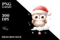 Santa Owl on Cloud PNG Product Image 2