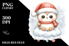 Santa Owl on Cloud PNG Product Image 2