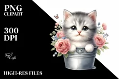 Cute Baby Cat with Flowers PNG Product Image 1