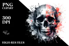 Grungy Skull with Splashes, Artistic PNG Product Image 2
