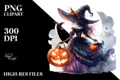 Vibrant Witch Halloween Pumpkin | Sublimation Clipart Product Image 2