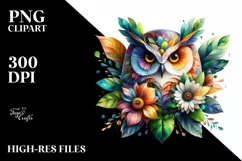 Abstract Vibrant Owl Made of , PNG Product Image 1