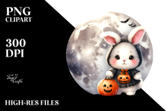 Cute Baby Rabbit on Moon PNG Product Image 2