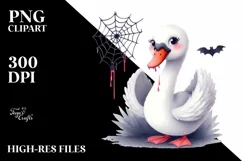 Funny Whimsical Swan Spider Halloween Clipart Product Image 1