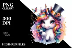 Baby Unicorn with Magician's Hat PNG Product Image 1
