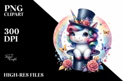 Baby Unicorn with Magician's Hat PNG Product Image 3