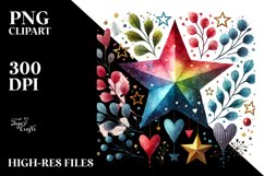 Simple Boho Star Hearts PNG Product Image 2
