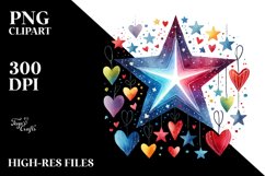 Simple Boho Star Hearts PNG Product Image 2