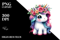 Cute Baby Unicorn with Cool Haircut PNG Product Image 2