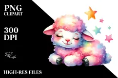 Colorful Baby Lamb on Star, PNG Product Image 2