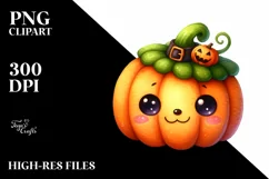 Funny Watercolor Halloween Pumpkin Clipart Product Image 3