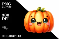 Funny Watercolor Halloween Pumpkin Clipart Product Image 3