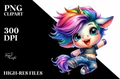 Cute Baby Unicorn Running PNG Product Image 1