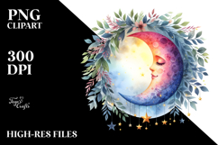 Vibrant Moon Foliage Stars Clipart Product Image 2