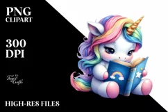 Colorful Baby Unicorn Reading Book Product Image 1