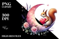 Boho Squirrel Moon Heart PNG Product Image 2