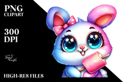 Colorful Baby Bunny with Marshmallow PNG Product Image 2