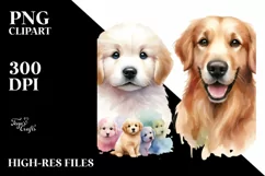 Colorful Cute Golden Retriever Sticker | Clipart Product Image 1