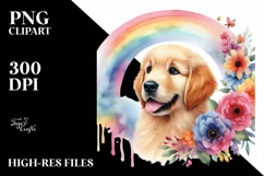 Colorful Cute Golden Retriever Sticker | Clipart Product Image 3