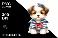 Puppy Sailor Suit Vibrant Cute Clipart Product Image 3
