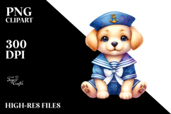 Puppy Sailor Suit Vibrant Cute Clipart Product Image 2
