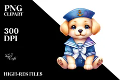 Puppy Sailor Suit Vibrant Cute Clipart Product Image 2
