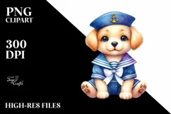 Puppy Sailor Suit Vibrant Cute Clipart Product Image 3