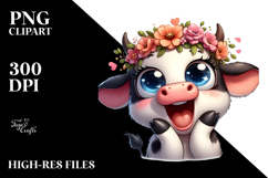 Cartoony Cow with Flower Crown PNG Product Image 2