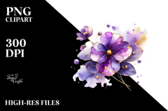 Violet Flower with Golden Insertions, Transparent PNG Product Image 2