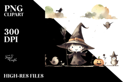 Retro Witch Watercolor PNG Product Image 2