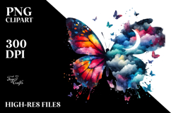 Colorful Butterflies with Spring Flowers PNG Product Image 2